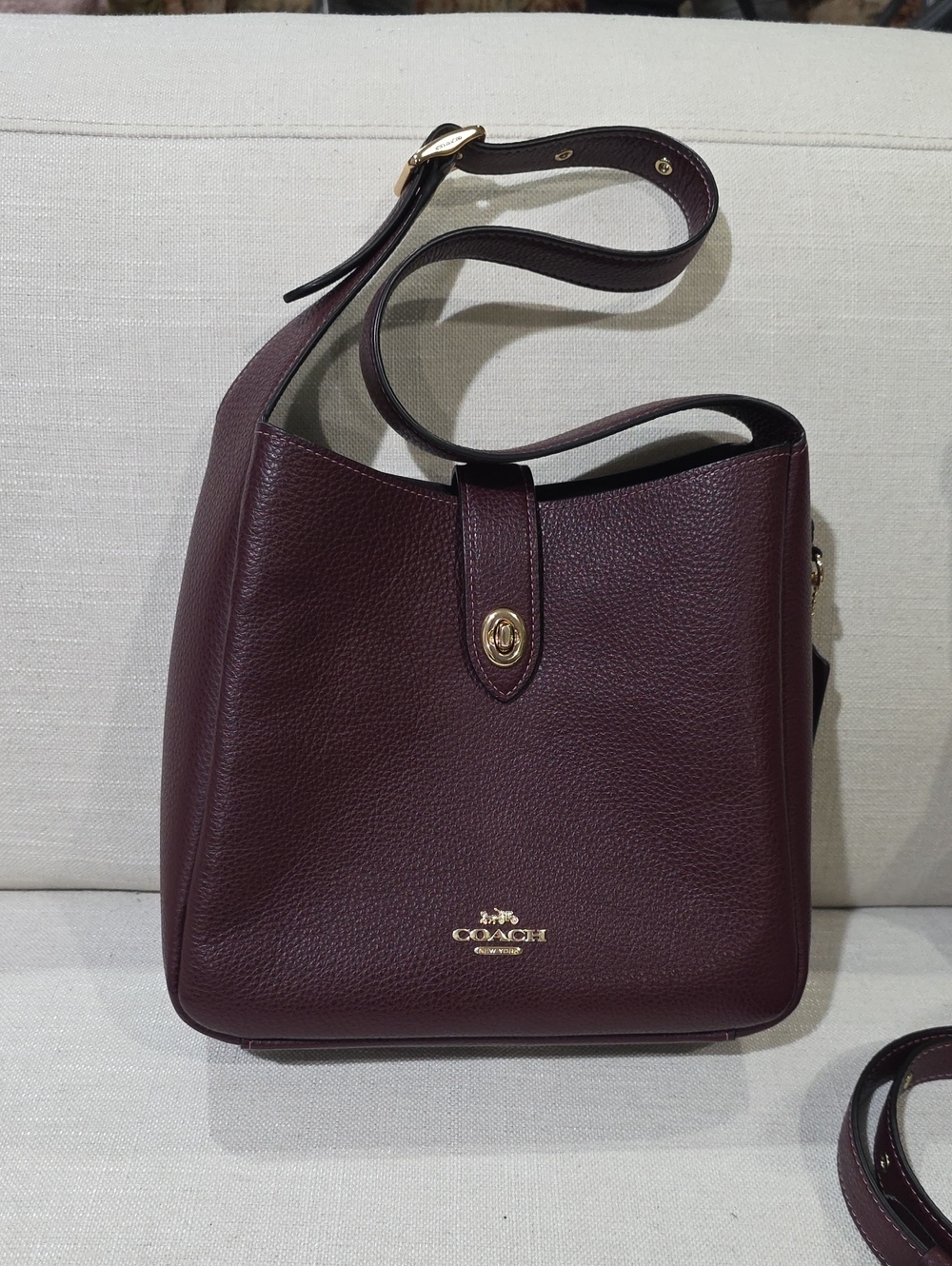 Coach Hadlwy Crossbody Pebbled Leather Shoulder Bag in Deep Plum